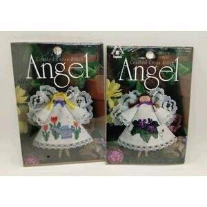 Lot of 2 Counted Cross Stitch Kit Angel 2215 Surprise Shower and 2221 Violets